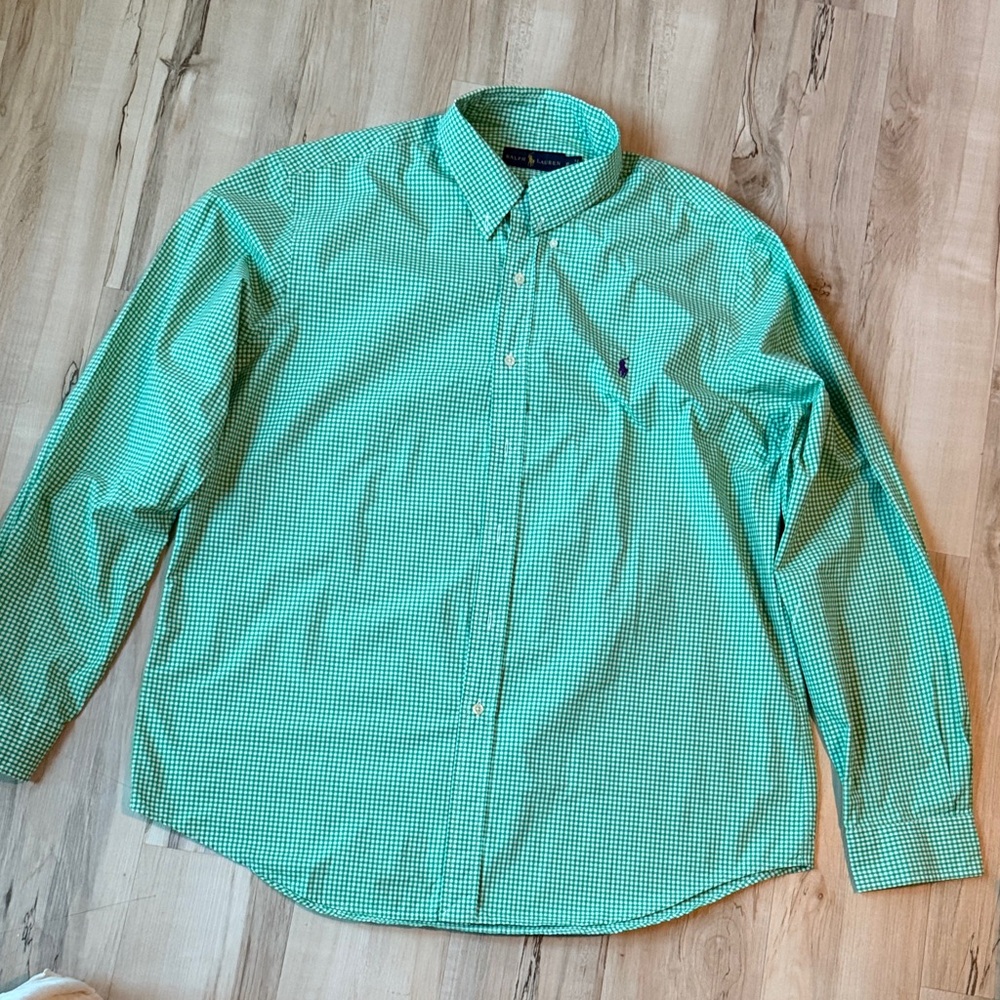 Ralph Lauren Green Checkered Button Down Shirt